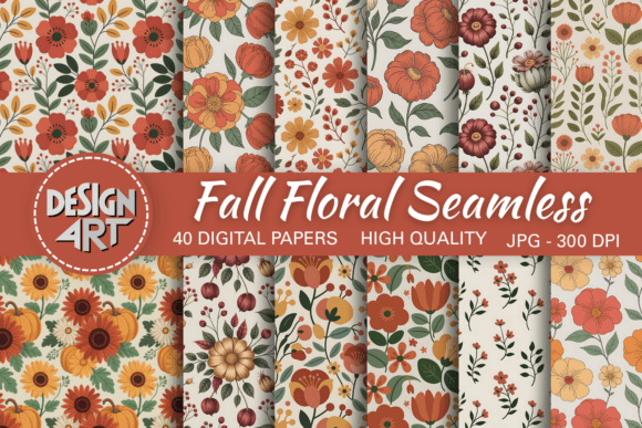 Download Fall Floral SEAMLESS Digital Papers - Seamless Collection