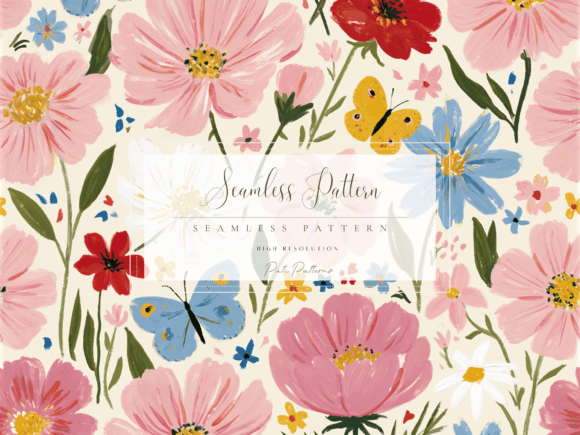 Download Seamless Cottage Garden Floral Pattern PNG - Seamless Collection