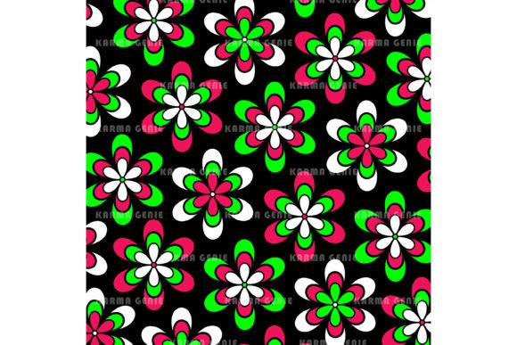 Download Funky Floral Red Green Retro Pattern - Retro pattern Collection