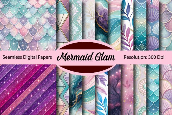 Download Mermaid Glam Seamless Digital Paper - Seamless Collection