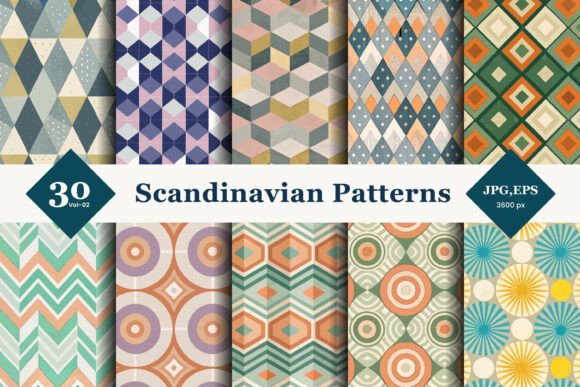 Download Scandinavian Geometric Seamless Patterns 02 - Seamless Collection