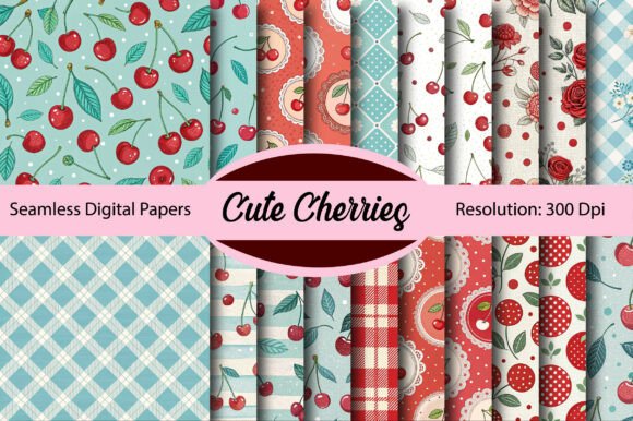 Download CUTE CHERRIES Seamless Digital Paper - Premium Resources