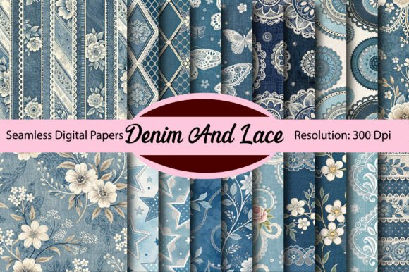 Download Denim and Lace Seamless Digital Paper - Seamless Collection