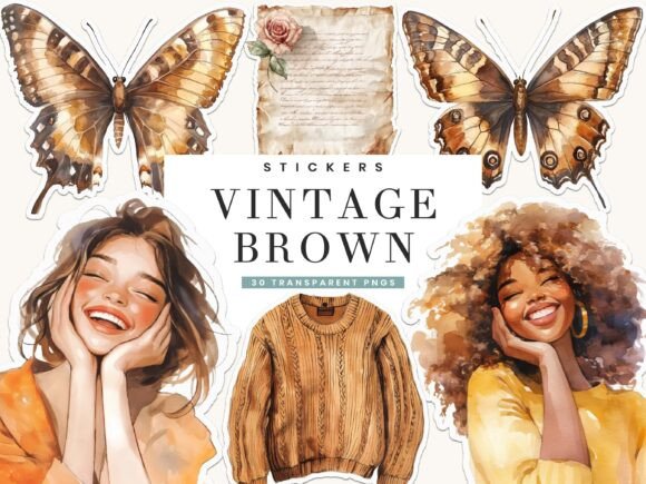 Download Vintage Brown &amp; Ivory Color Stickers - Brown Collection