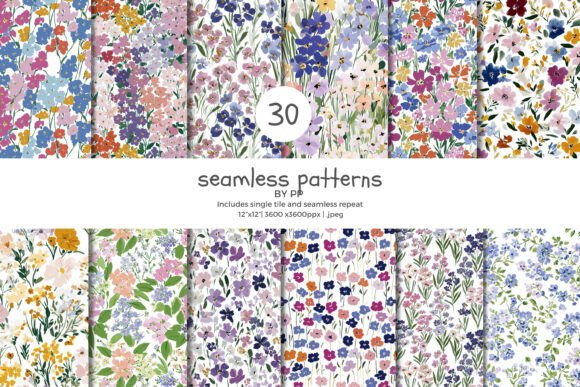 Download Wildflower Seamless Pattern Bundle - Seamless Collection