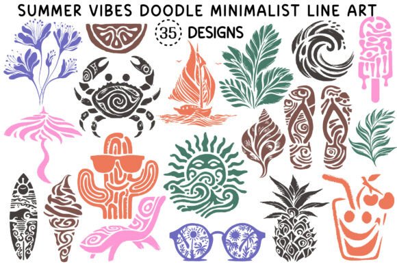 Download Summer Vibes Doodle Minimalist Line Art - Doodle Collection
