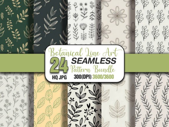 Download Botanical Line Art Seamless Pattern - Seamless Collection