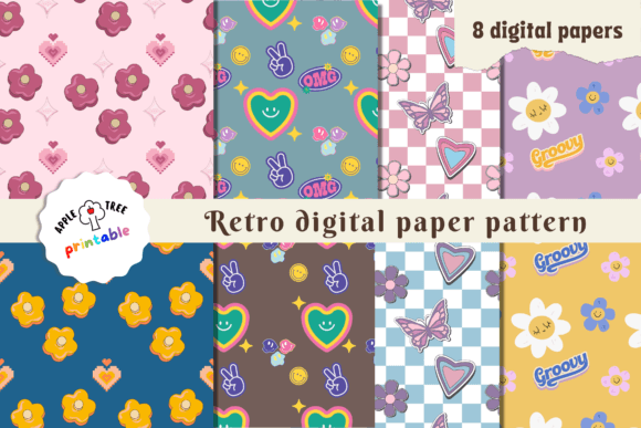 Download Retro Pattern Digital Paper - Retro pattern Collection