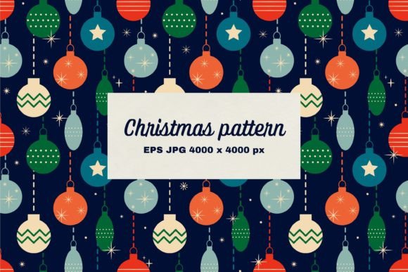 Download Retro Pattern with Christmas Tree Toys - Retro pattern Collection