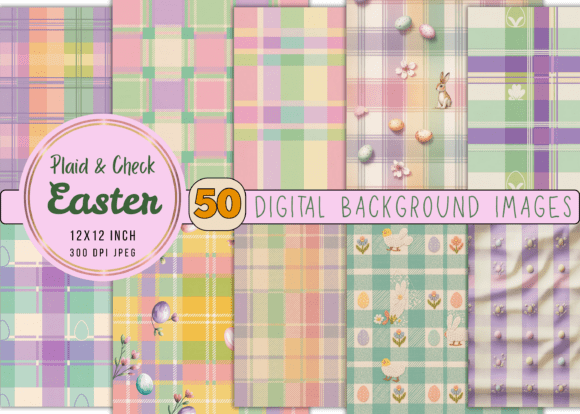 Download Plaid &amp; Check Easter Digital Backgrounds - Digital backgrounds Collection