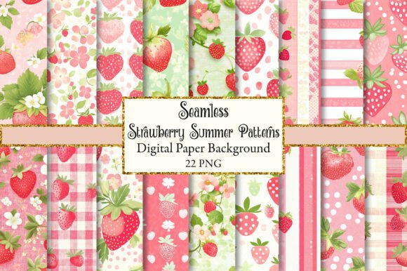 Download Strawberry Summer Seamless Patterns - Seamless Collection
