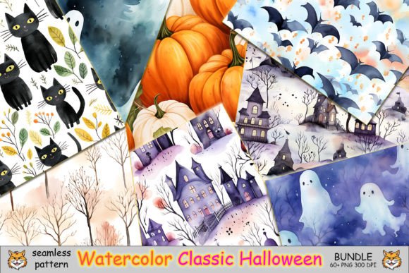 Download Classic Halloween Icons Seamless Pattern - Seamless Collection