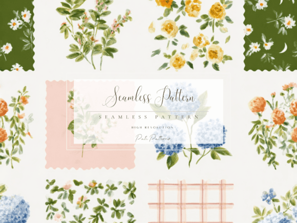 Download Seamless Floral Grid Pattern PNG - Seamless Collection